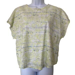 Alfani Linen Blend Dolman Short Sleeve Top Lime Delicate Dye Size PM